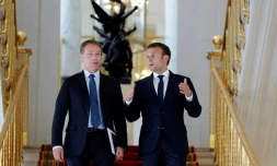 Emmanuel Macron au côté du président de la CPME François Asselin, après une réunion à l'Élysée, le 23 mai 2017 