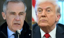 Combo photo créé le 28 mars 2025 montrant Mark Carney (à gauche) et Donald Trump (à droite)