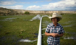L'éleveuse Janie VanWinkle déplore la sécheresse qui force à irriguer sans beaucoup de résultats, après 3 années de sécheresse dans le Colorado