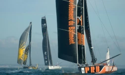 Les bateaux du Vendée Globe lors du départ du Vendée Globe dimanche 8 novembre 2020 aux Sables-d'Olonne