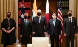 Les ministres des Affaires étrangères des Etats-Unis, de l'Australie, du Japon et de l'Inde --les pays du Quad -, à Melbourne (Australie) le 11 février 2022