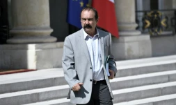 Le secrétaire général de la CGT Philippe Martinez, au Palais de l'Elysée à Paris le 23 mai 2017