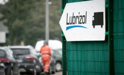 Le panneau indiquant l'usine Lubrizol de Sotteville-lĂšs-Rouen le 24 octobre 2019