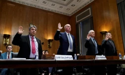 Quatre lanceurs d'alerte à l'audition au Sénat des Etats-Unis sur la sécurité des avions Boeing, le 17 avril 2024