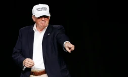 Donald Trump en meeting  au Summit Sports and Ice Complex de Diamondale, dans le Michigan, le 19 août 2016