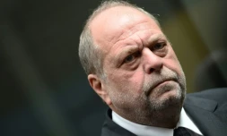 Le garde des Sceaux Eric Dupond-Moretti, le 24 avril 2023 Ă Coulaines, prĂšs du Mans