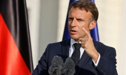 Le président Emmanuel Macron le 26 mai 2024 au palais présidentiel de Berlin