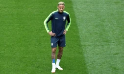 L'attaquant brésilien Neymar à l'entraînement au stade de Saint-Pétersbourg le 21 juin 2018 avant la rencontre du groupe E avec le Costa Rica