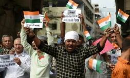 Manifestation contre le Pakistan, le 26 février 2019 à Ahmedabad, en Inde