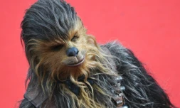 Chewbacca en train de laisser des poils sur le tapis rouge de la présentation "Solo: A Star Wars Story" au festival du film de Cannes (France), le 15 mai 2018