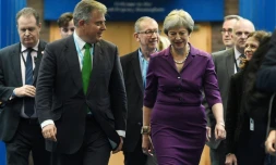 La Première ministre britannique Theresa May à Birmingham (centre de l'Angleterre) le 2 octobre 2018.