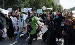 Manifestation de femmes pour le droit au travail et à l'éducation, le 13 août 2022 à Kaboul