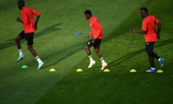 Les Sénégalais lors d'un entraînement à Ekaterinbourg, le 23 juin 2018, à la veille du match contre le Japon 