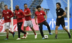 Mohamed Salah et les Egyptiens se préparent pour leur 2e match du Mondial russe, lors d'un entraînement à Saint-Pétersbourg, le 18 juin 2018