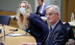 Michel Barnier assiste un nouveau round de discussions sur le Brexit depuis Bruxelles, le 14 décembre 2020