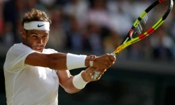 Rafael Nadal a remportĂ© son premier choc dans ce tournoi de Wimbledon face Ă sa bĂȘte noire Nick Kyrgios, le 4 juillet 2019