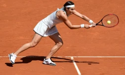Caroline Garcia face à l'Espagnole Carla Suarez Navarro en quart de finale du Tournoi de Madrid, le 10 mai 2018