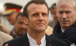 Emmanuel Macron lors d'une visite au temple d'Abou Simbel (Egypte) le 27 janvier 2019