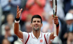 Novak Djokovic après sa victoire face au Belge Steve Darcis au 2e tour à Roland-Garros, le 26 mai 2016