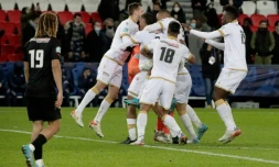 Les Niçois qualifiés pour les quarts de finale de la Coupe de France au terme d'une séance de tirs au but au Parc des Princes, le 31 janvier 2022 