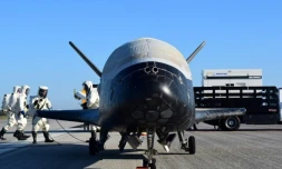 Photo transmise par la marine américaine de l'X-37B, qui atterrit en Floride le 7 mai 2017