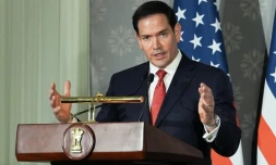Marco Rubio, lors d'une conférence de presse à New Delhi, le 24 mai 2026.