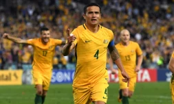 L'Australien Tim Cahill auteur d'un doublé face à la Syrie en qualif pour le Mondial-2018, le 10 octobre 2017 à Sydney   