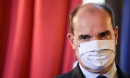 Le Premier ministre Jean Castex, masqué, à Marseille le 24 octobre 2020