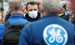 Emmanuel Macron à l'usine GE Steam Power System à Belfort, le 10 février 2022