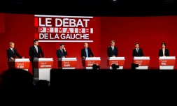 Les candidats de la primaire du PS et de ses alliés, le 15 janvier lors du deuxième débat télévisé, à Paris.