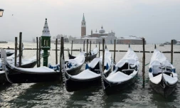 Devant la place Saint-Marc à Venise, le 28 février 2018