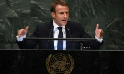 Le président français Emmanuel Macron à l'Assemblée générale annuelle de l'ONU, à New York, le 25 septembre 2018