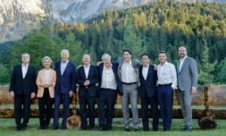 Photo de famille des dirigeants du G7, le 26 juin 2022 au château d'Elmau, dans le sud de l'Allemagne