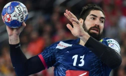 Le Français Nikola Karabatic lors du match pour la 3e place de l'Euro de handball contre le Danemark, le 28 janvier 2018 à Zagreb