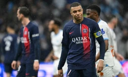 L'attaquant du PSG Kylian Mbappé contre l'OM, le 31 mars 2024 au Stade Vélodrome