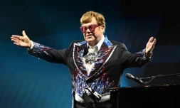 Le chanteur et compositeur britannique Elton John lors de sa tournée mondiale d'adieux à l'Accor Arena à Paris, le 11 juin 2022
