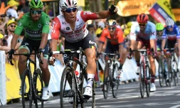 L'Australien Caleb Ewan (Lotto), vainqueur de la 11e étape du Tour de France, le 17 juillet 2019 à Toulouse