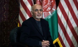 Le président afghan Ashraf Ghani lors d'une réunion avec Donald Trump sur la base militaire de Bagram, le 29 novembre 2019