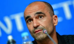 Le sélectionneur de la Belgique Roberto Martinez en conférence de presse à Saint Pétersbourg le 13 juillet 2018 veille de la petite finale du Mondial face à l'Angleterre