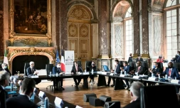 Emmanuel Macron lors du 4e forum "Choose France" à Versailles, le 28 juin 2021