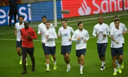 Des joueurs du PSG lors d'un entraînement avant son match contre  le Galatasaray, à Istanbul le 30 septembre 2019