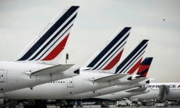 Des avions d'Air France sur le tarmac de l'aéroport de Charles de Gaulle, le 11 avril 2018 à Roissy, au nord de Paris