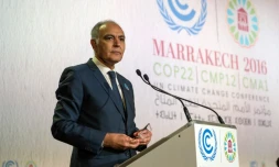 Le président de la COP22, Salaheddine Mezouar, durant la cérémonie d'ouverture du sommet, à Marrakech (Maroc), le 7 novembre 2016 