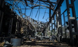 Un bâtiment industriel détruit par une frappe de missile russe, le 18 mai 2023 à Odessa, en Ukraine