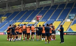 Des joueurs du XV de France lors d'un entraĂźnement Ă Fukuoka au Japon, le 1er octobre 2019