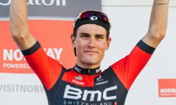 Silvan Dillier, le 16 août 2015 après sa victoire d'étape du Arctic Race of Norway à Narvik