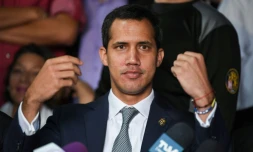 L'opposant Juan Guaido donne une conférence de presse à Caracas, le 3 mai 2019