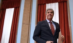 Le ministre portugais des Finances Mario Centeno lors d'une conférence de presse à Lisbonne, le 30 novembre 2017