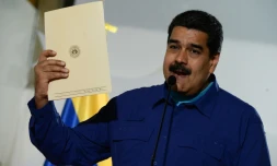 Le président vénézuélien Nicolas Maduro, lors d'une conférence de presse, le 7 février à Caracas