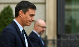 Le Premier ministre espagnol sortant Pedro Sanchez quitte le Parlement, à Madrid le 18 septembre 2019